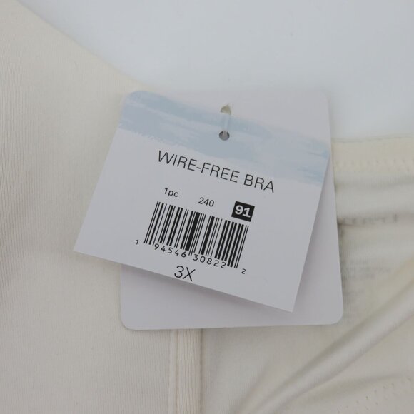 Tranquil & True Womens Plus Size 3X Bra Wire Free Lightly Lined Solid White NEW - Picture 12 of 15